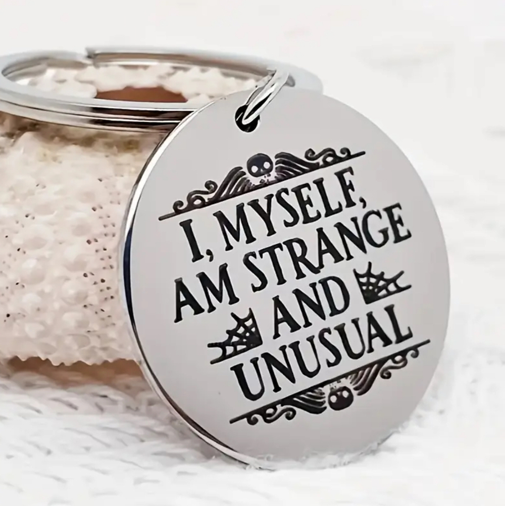 3/$25 Beetlejuice I Myself Am Strange And Unusual Stainless Steel Keychain NEW